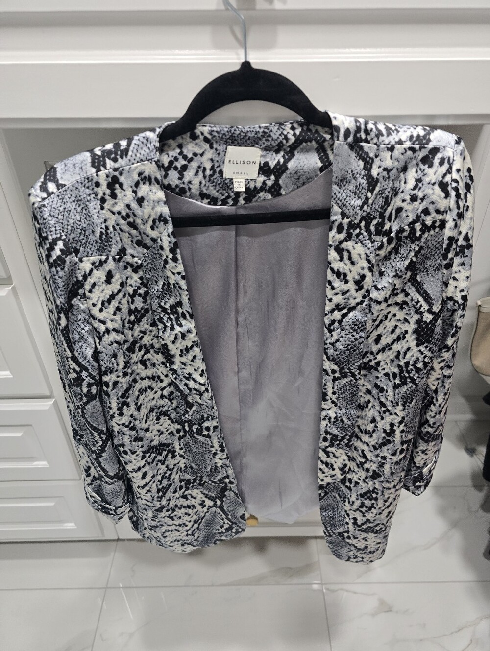 Ellison Snakeskin Print Blazer Small Statement Jacket Office Chic - Picture 2 of 5